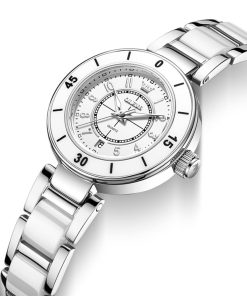 OLEVS 7083 Women’s Ceramic Quartz Watch – White Series