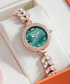 OLEVS 9971 Women’s Crystal "Wheat Leaf" Bracelet Watch