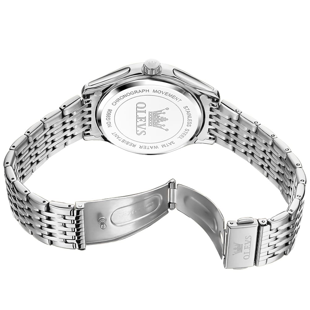 OLEVS 9908 Men’s Business Day-Date Watch – Classic Silver Series - Image 4