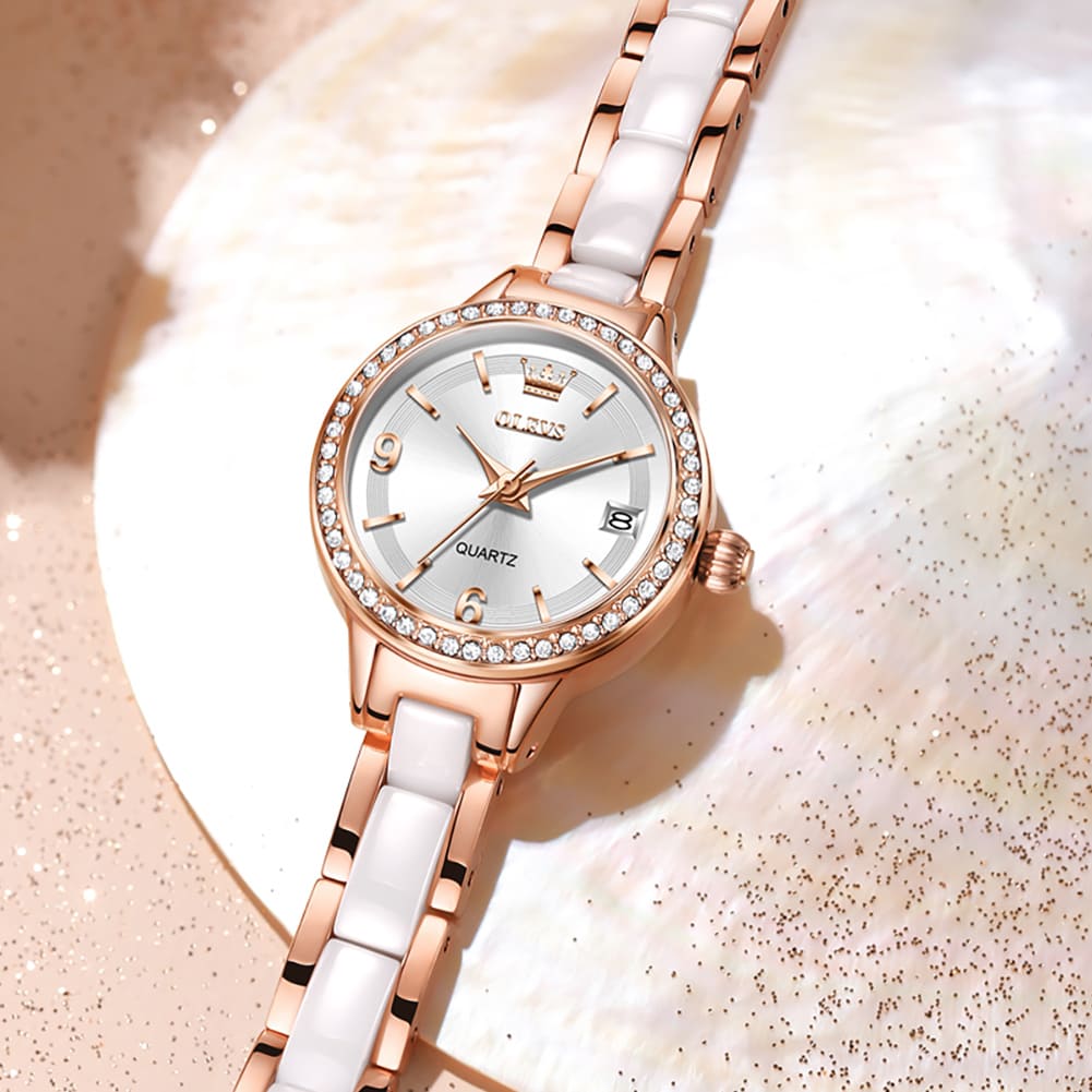 OLEVS 7093 Ceramic Luxe Crystal Watch - Image 6