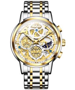 OLEVS 9947 Men’s Luxury Skeleton Chronograph – Moon Phase Series