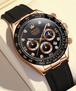 OLEVS 2875 Men’s Sport Chronograph – Silicone Rose Gold Edition