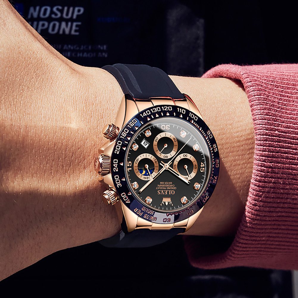 OLEVS 2875 Men’s Sport Chronograph – Silicone Rose Gold Edition - Image 5