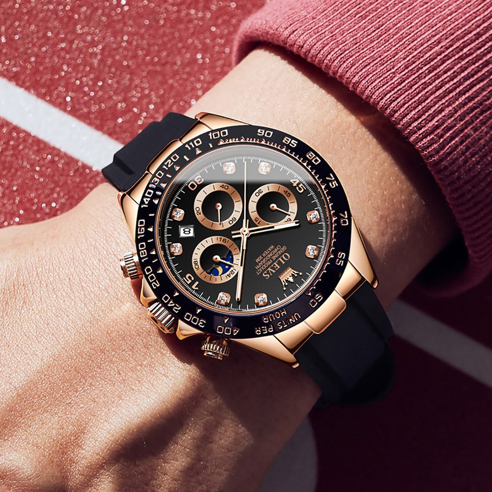 OLEVS 2875 Men’s Sport Chronograph – Silicone Rose Gold Edition - Image 6