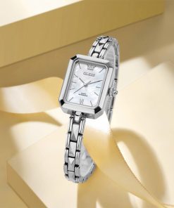 OLEVS 3691 Women’s Retro Square Watch – Pyramid Bracelet Series